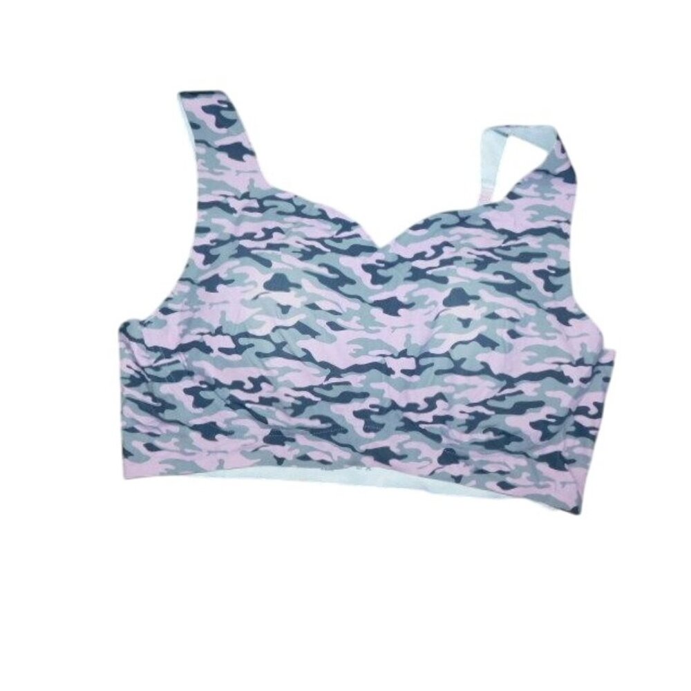 Rhonda Shear 1 Camo & 1 lavender/pink shade. Seamless Wireless Sports Bra 2 pk